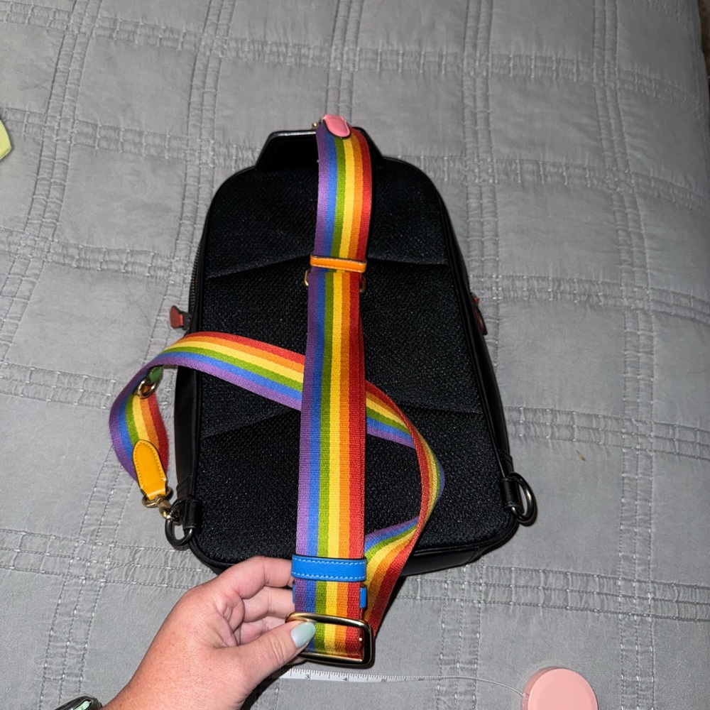 Coach Signature Black and Tan Crossbody Bag - Picture 7 of 13